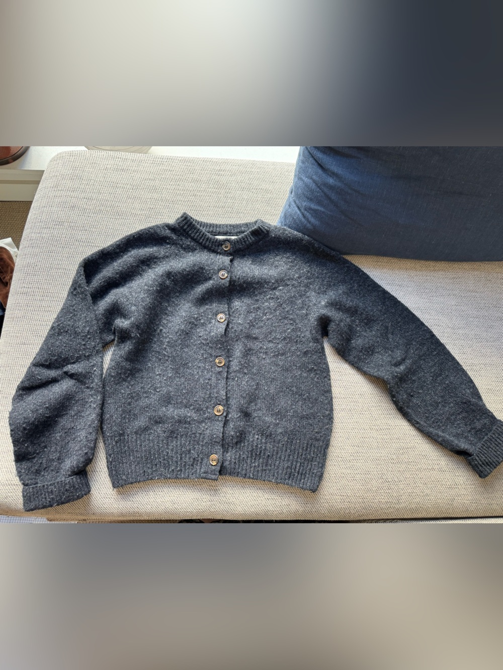 YouMustCreate YMC Dark Gret Cardigan 100% Wool Made in Scotland